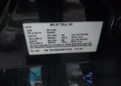2022 Tesla Model Y Long Range Dual Motor All-Wheel Drive from USA, damaged, VIN 7SAYGDEE4NF441443